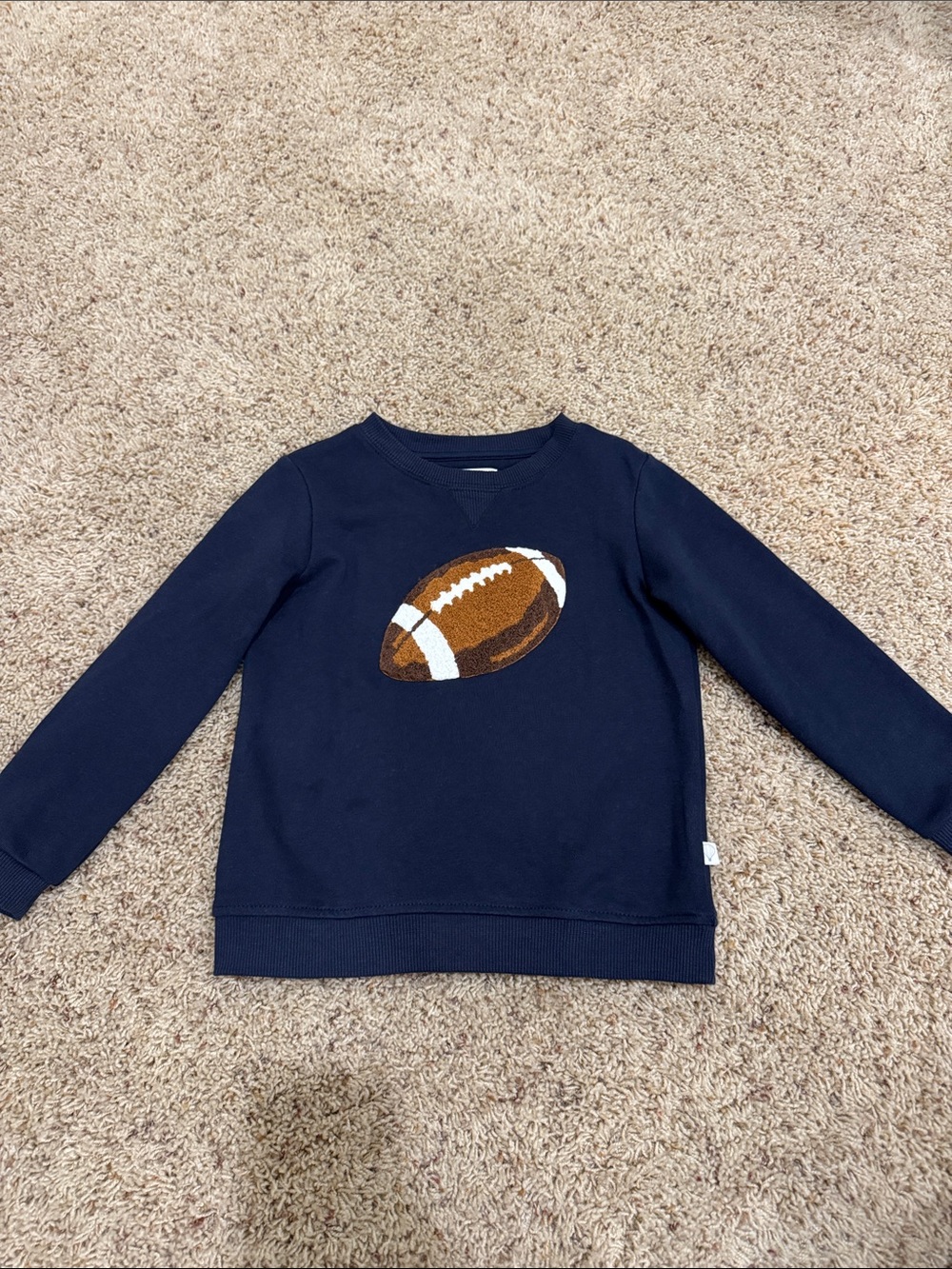 Boys Navy Football Crewneck Sweatshirt